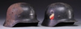 2 WWII GERMAN LUFTWAFFE HELMETS.