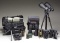 BINOCULARS, SPOTTING SCOPE, TRIPOD AND CASES.