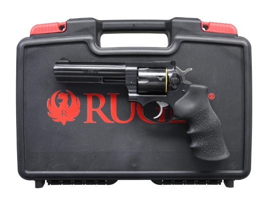 RUGER MODEL GP-100 BLUED DOUBLE ACTION REVOLVER.