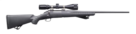 RUGER AMERICAN BOLT ACTION RIFLE WITH SCOPE.