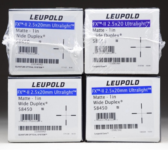 4 LEUPOLD FX-II 2.5X20 ULTRALIGHT SCOPES.