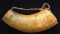 AN INTERESTING FOLK ART CARVED STORAGE HORN OF