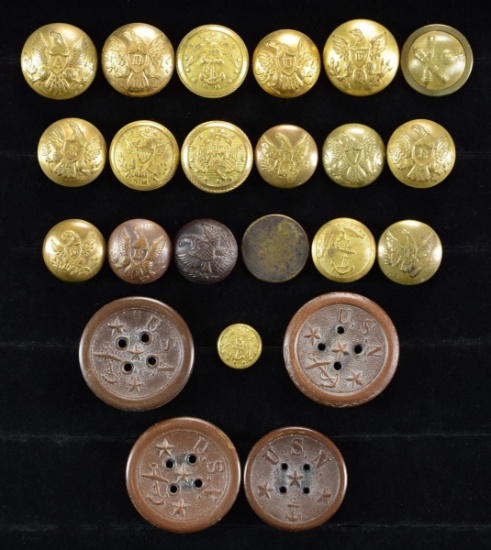 23 US MILITARY BUTTONS FROM THE CIVIL WAR &