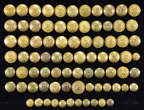 81 US MILITARY BUTTONS FROM THE CIVIL WAR PERIOD &