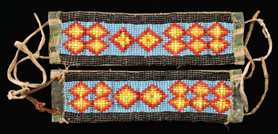PAIR OF NATIVE AMERICAN STYLE BEAD CUFFS TOGETHER