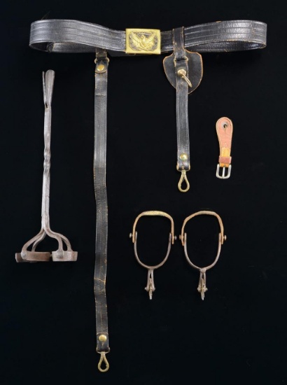 SWORD BELT, SPURS, & CATTLE BRAND.