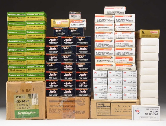 3 CASES & 77 BOXES (4,200+ RDS.) 40 S&W AMMO.