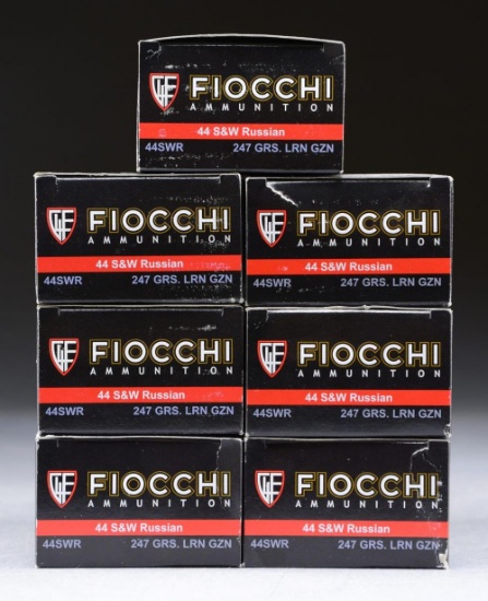 7 BOXES (350 RDS.) FIOCCHI 44 S&W RUSSIAN 247 GR.