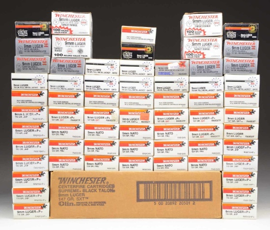 1 CASES & 65 BOXES (3500+ RDS.) WINCHESTER 9MM