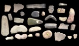 LARGE LOT OF ARCHAIC NATIVE AMERICAN WORKED STONE