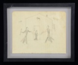 19th CENTURY AMERICAN INDIAN LEDGER DRAWING.