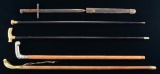 2 VICTORIAN WALKING STICKS, 2 MODERN CANES, AND A