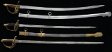 2 REPRODUCTION SABERS & 1 BRITISH SWORD.