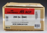 1 CASE (500 RDS.) BLACK HILLS 45 ACP 200 GR. SWC.