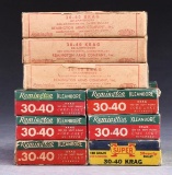 9 BOXES OF VINTAGE 30-40 KRAG AMMO.
