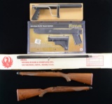 4 STOCKS FOR RUGER RIFLES, 1 RUGER BOX & 1 ITHACA