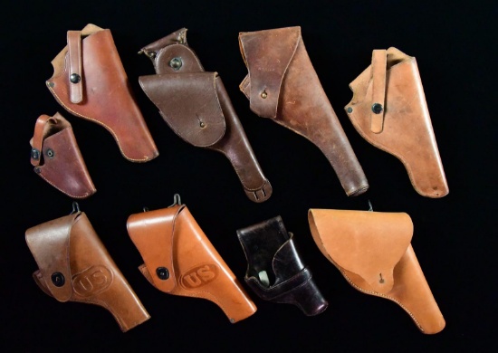 9 US 38 CAL. MILITARY REVOLVER HOLSTERS.