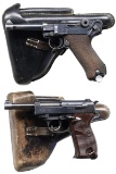 GERMAN WWII MAUSER P.08 LUGER & P.38 SEMI-AUTO