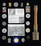 WWII GERMAN HAND GRENADE, TINNIES, LOCKET & MORE.