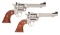 CONSECUTIVE PAIR OF RUGER SINGLE TEN SA REVOLVERS.