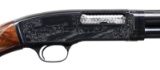 NICK KUSMIT ENGRAVED WINCHESTER 42 PUMP SHOTGUN.