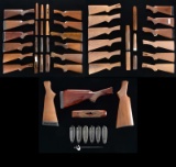 GROUP OF 27 SHOTGUN STOCKS & 17 FOREARMS.