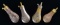 4 PISTOL POWDER FLASKS.