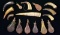 GROUP OF 15 POWDER FLASKS, HORNS, SHOT POUCHES.