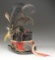 INDIAN-STYLE DECORATED BEAVER TOP HAT.