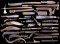LARGE GROUP OF KNIVES, HAND AXES, & OTHER EDGED