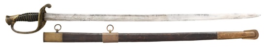 FINE CONFEDERATE BISSONNETTE OFFICER SWORD, ETCHED