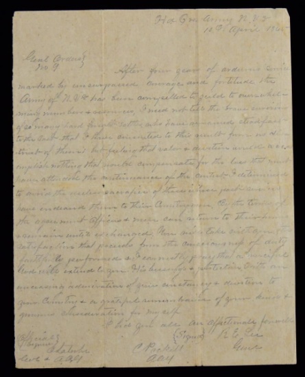 "OFFICIAL" COPY OF ROBERT E. LEE'S GENERAL ORDER