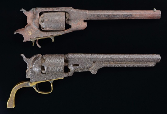 PAIR OF EXCAVATED CIVIL WAR REVOLVERS.