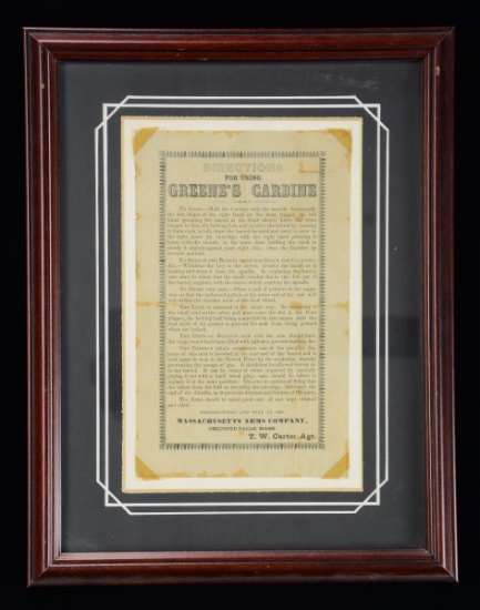 RARE CIVIL WAR ERA "GREENE'S CARBINE" DIRECTIONS.