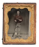 FINE QUARTER PLATE RUBY AMBROTYPE OF 