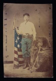 HALF PLATE PATRIOTIC TINTYPE WITH TINTED FLAG,