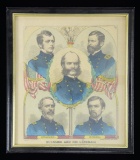 FRAMED LITHOGRAPH OF GENERAL AMBROSE BURNSIDE WITH