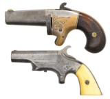 LOT OF 2 AMERICAN SINGLE SHOT DERRINGER PISTOLS.