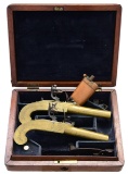 CASED PAIR ALL BRASS SCREW BARREL BOXLOCK