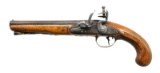 LOWE & SONS LEFT HAND FLINTLOCK HOLSTER PISTOL.