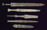 GROUP OF FIVE ANCIENT NEAR EASTERN BRONZE EDGED