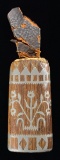 UNIQUE LEAD INLAID WOODEN CASTORIUM VIAL.