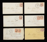 6 POSTAL COVERS ADDRESSED BY GEORGE CUSTER TO