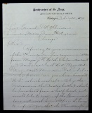 1879 LETTER TO GEN. PHIL SHERIDAN CONCERNING 