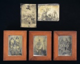 ORIGINAL GROUP OF 5 NATIVE AMERICAN TINTYPES,