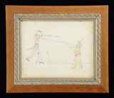 19th CENTURY AMERICAN INDIAN LEDGER DRAWING.
