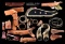 LARGE LOT OF MISC. LEATHER  GUN PARTS  MORE.