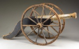 ATTRACTIVE VINTAGE CARVED WOODEN CANNON.