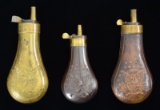 3 US PISTOL POWDER FLASKS.