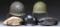 6 US HELMETS, 2 HELMET LINERS, & 2 VISOR CAP